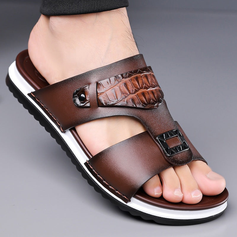 📢📢50% OFF !! ⏰Men's Faux Leather Slip-On Sandals