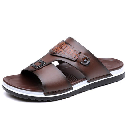 📢📢50% OFF !! ⏰Men's Faux Leather Slip-On Sandals