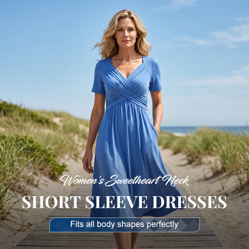 👗💙 70% OFF TODAY! ✨ Women’s V-Neck Short Sleeve Long Dress 🌸 Elegant Flowing Fit, Comfortable Fabric & Effortless Everyday Style