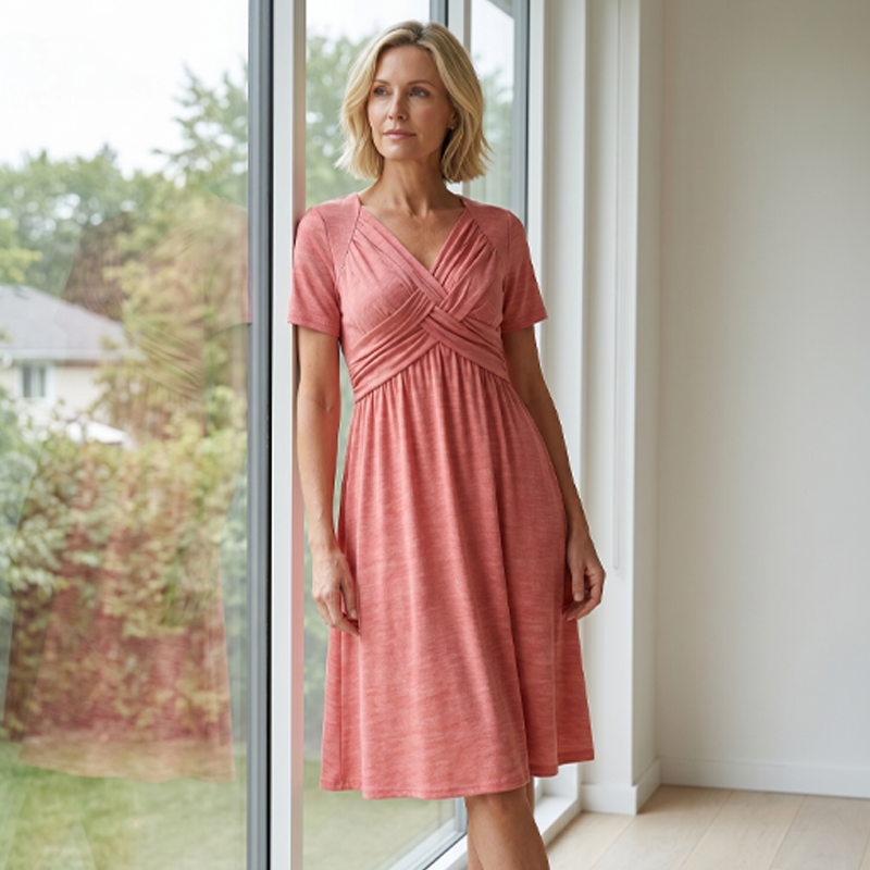 👗💙 70% OFF TODAY! ✨ Women’s V-Neck Short Sleeve Long Dress 🌸 Elegant Flowing Fit, Comfortable Fabric & Effortless Everyday Style