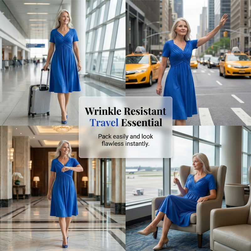 👗💙 70% OFF TODAY! ✨ Women’s V-Neck Short Sleeve Long Dress 🌸 Elegant Flowing Fit, Comfortable Fabric & Effortless Everyday Style