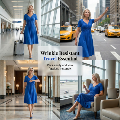 👗 Women’s V-Neck Short Sleeve Long Dress 🌸 Elegant Flowing Fit, Comfortable Fabric & Effortless Everyday Style