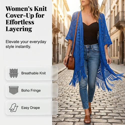 🔥 50% OFF TODAY! 🌴 Women's Open-Front Knit Cover-Up ✨ Lightweight, Breezy & Perfect for Summer