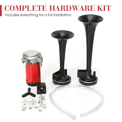 📯 LIMITED-TIME 50% OFF! 🚗 Universal Dual Trumpet Air Horn Kit – 115dB, 12V, Complete Installation Kit 🔊