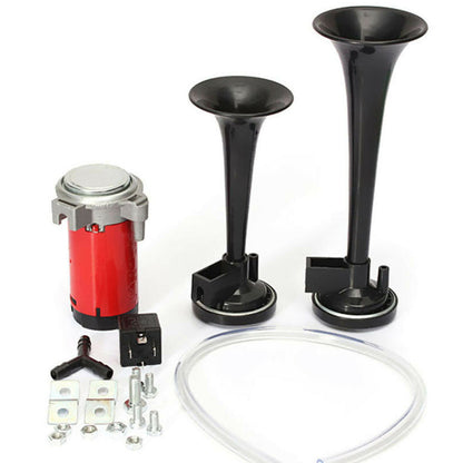 📯 LIMITED-TIME 50% OFF! 🚗 Universal Dual Trumpet Air Horn Kit – 115dB, 12V, Complete Installation Kit 🔊