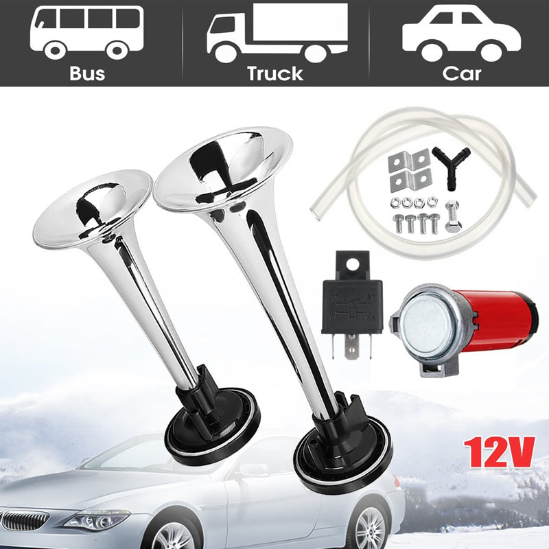 📯 LIMITED-TIME 50% OFF! 🚗 Universal Dual Trumpet Air Horn Kit – 115dB, 12V, Complete Installation Kit 🔊