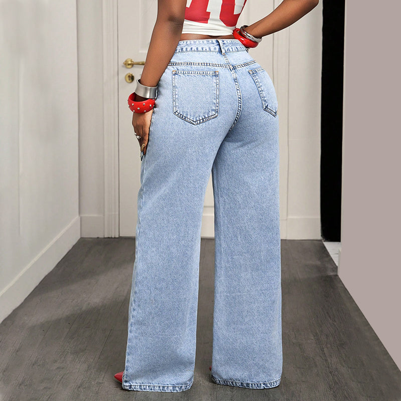 🎉 2026 Sale — Over 25,000 Sold! 💞 Women's Asymmetrical Waist Wide Leg Jeans