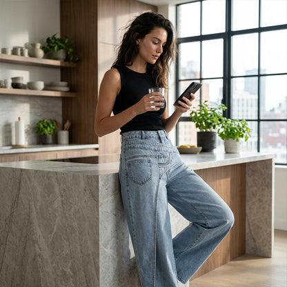 🎉 2026 Sale — Over 25,000 Sold! 💞 Women's Asymmetrical Waist Wide Leg Jeans