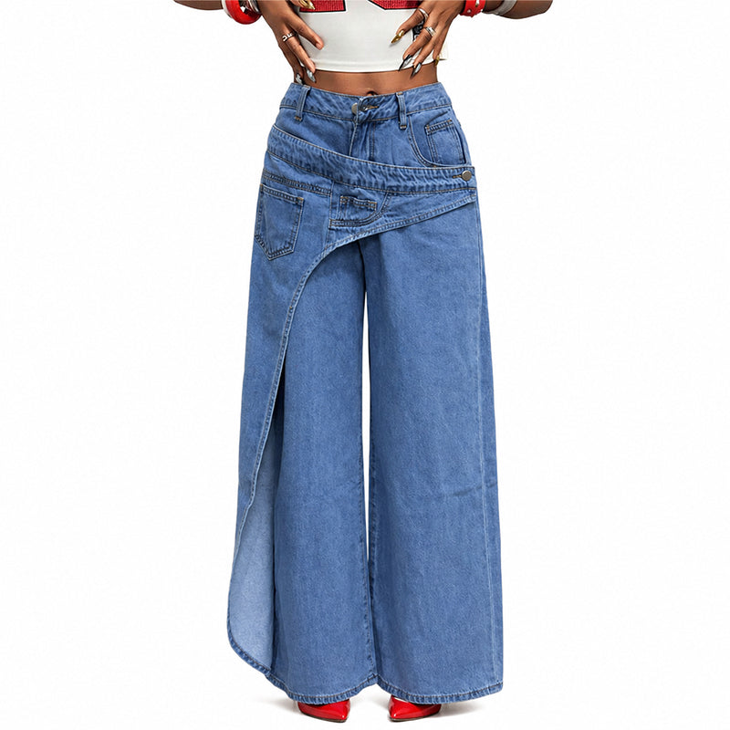 🎉 2026 Sale — Over 25,000 Sold! 💞 Women's Asymmetrical Waist Wide Leg Jeans