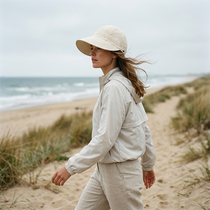 🎁✨Women’s UPF 50+ Elegant Foldable Sun Hat – Wide-Brim Cotton Bucket Hat with Neck Flap & Adjustable Strap 🌞 | Packable, Breathable & Beach-Ready