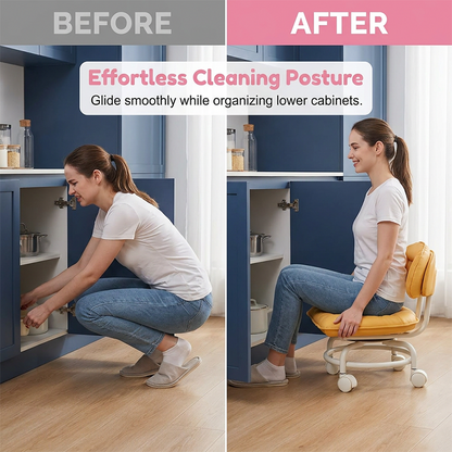 🪑 50% OFF NOW! ☁️ Low-Back Rolling Stool – Quiet Wheels & Cloud-Like Comfort – Perfect for Childcare, Cleaning, and Relaxation 🏠