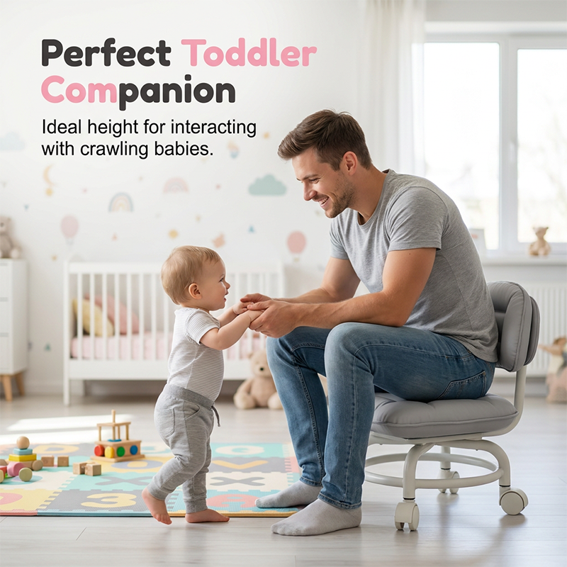 🪑 50% OFF NOW! ☁️ Low-Back Rolling Stool – Quiet Wheels & Cloud-Like Comfort – Perfect for Childcare, Cleaning, and Relaxation 🏠