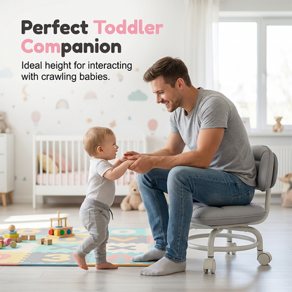 🪑 50% OFF NOW! ☁️ Low-Back Rolling Stool – Quiet Wheels & Cloud-Like Comfort – Perfect for Childcare, Cleaning, and Relaxation 🏠