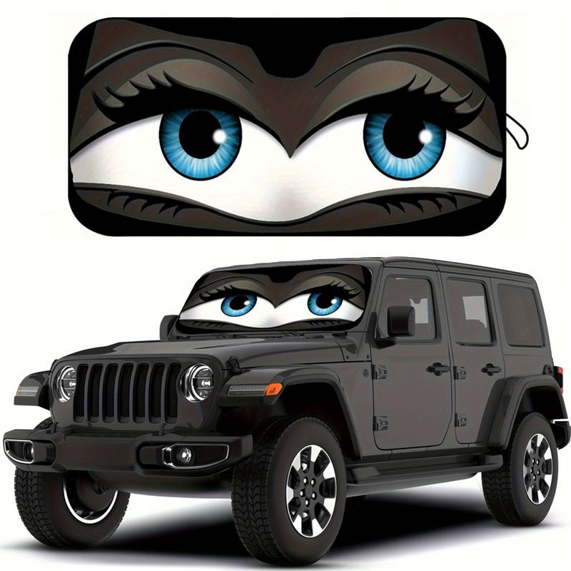 ⏳LIMITED OFFER 50%OFF🌞Fun Eye Car Sunshade 👀☀️ – UV Block, Aluminium Film, Foldable, 130×70cm
