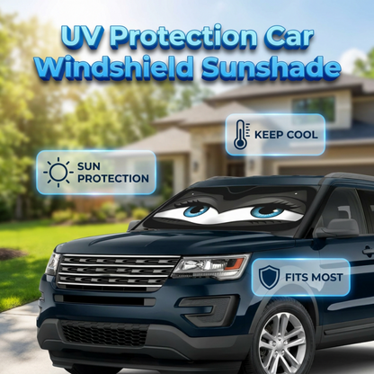 ⏳LIMITED OFFER 50%OFF🌞Fun Eye Car Sunshade 👀☀️ – UV Block, Aluminium Film, Foldable, 130×70cm