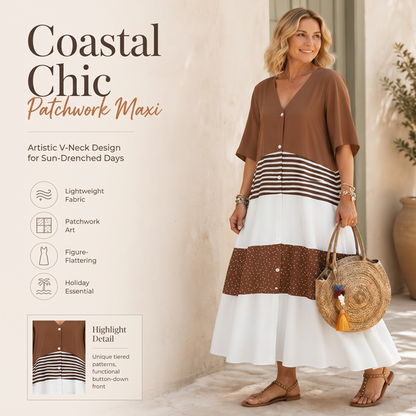🏖️Summer Hot Sale - Up to 50% OFF⚡50K+ SOLD!🎁Women's Summer V-Neck Button-Up Maxi Dress