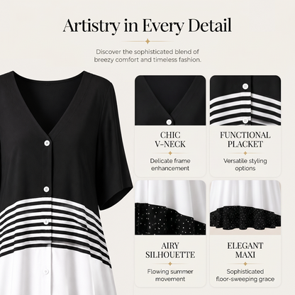 🏖️Summer Hot Sale - Up to 50% OFF⚡50K+ SOLD!🎁Women's Summer V-Neck Button-Up Maxi Dress