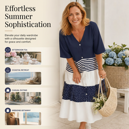 🏖️Summer Hot Sale - Up to 50% OFF⚡50K+ SOLD!🎁Women's Summer V-Neck Button-Up Maxi Dress