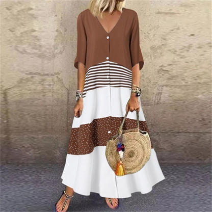 🏖️Summer Hot Sale - Up to 50% OFF⚡50K+ SOLD!🎁Women's Summer V-Neck Button-Up Maxi Dress