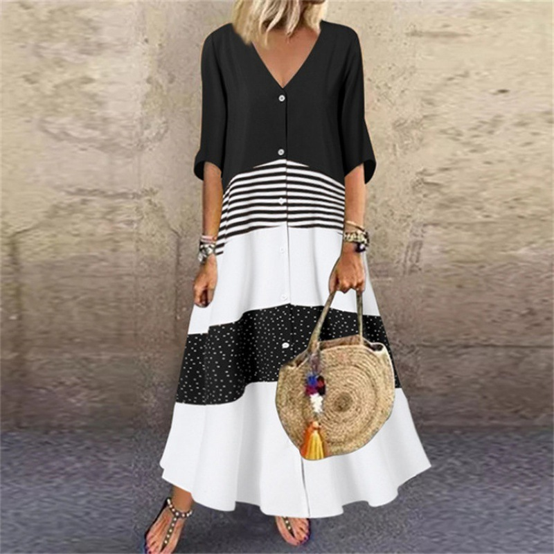 🏖️Summer Hot Sale - Up to 50% OFF⚡50K+ SOLD!🎁Women's Summer V-Neck Button-Up Maxi Dress