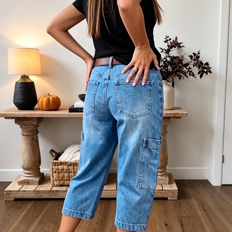 ⏳Limited-time 50% off⏰Women's Casual Stretchy Cropped Denim Pants👖
