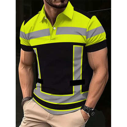 🎁2026 New Arrivals 50% OFF💥Men's High Visibility Reflective Short Sleeve Shirt – Neon Blocks & Athletic Fit Cut ⏰