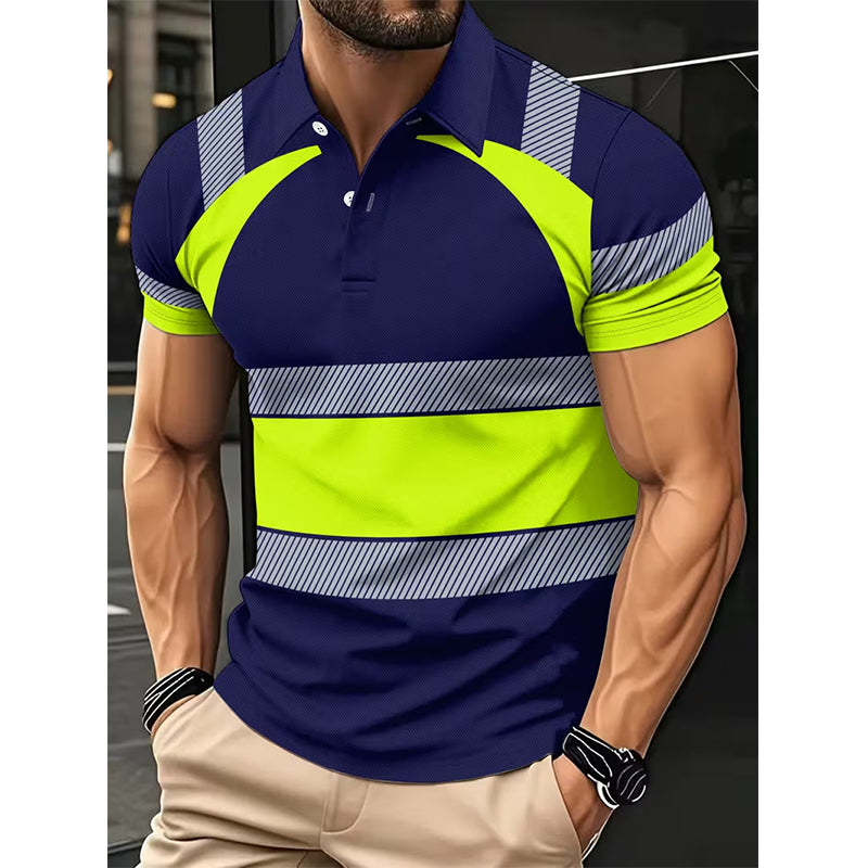 🎁2026 New Arrivals 50% OFF💥Men's High Visibility Reflective Short Sleeve Shirt – Neon Blocks & Athletic Fit Cut ⏰