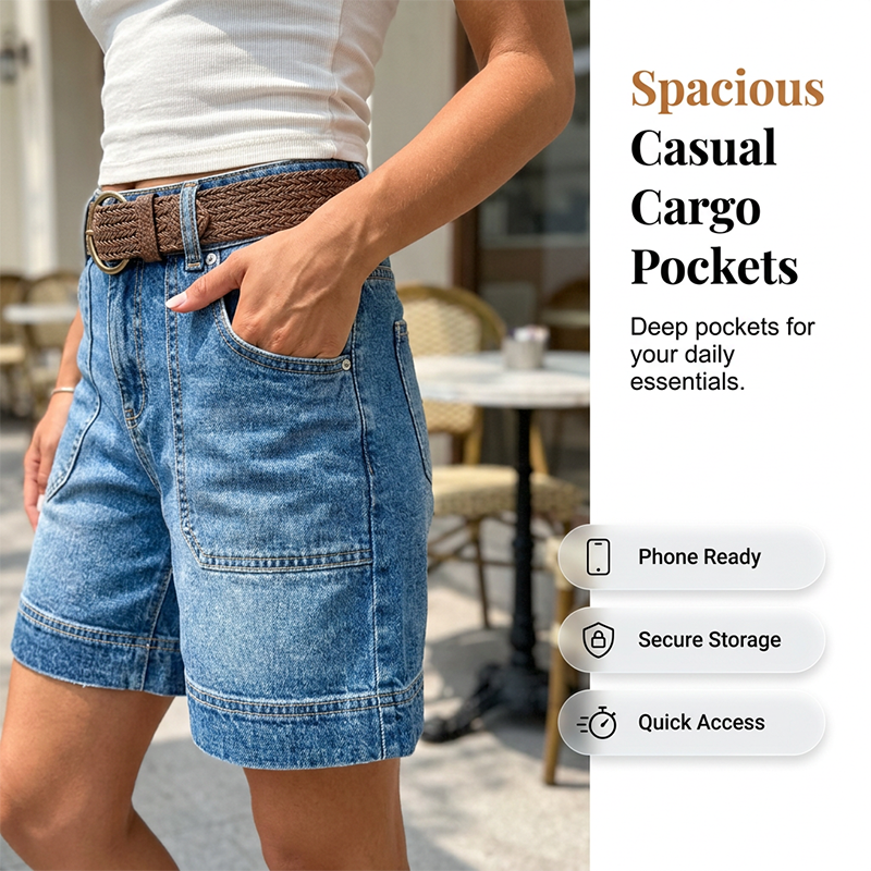 🏙️ Versatile Bermuda Denim Shorts — Style with Roll Necks, Blouses or Camisoles for Summer