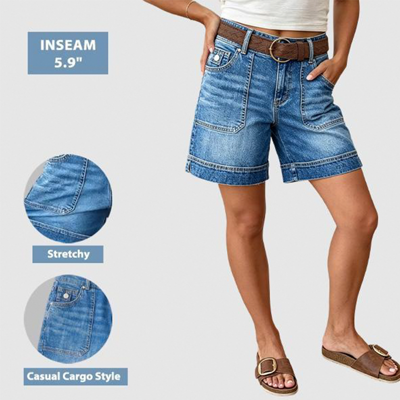 🏙️ Versatile Bermuda Denim Shorts — Style with Roll Necks, Blouses or Camisoles for Summer