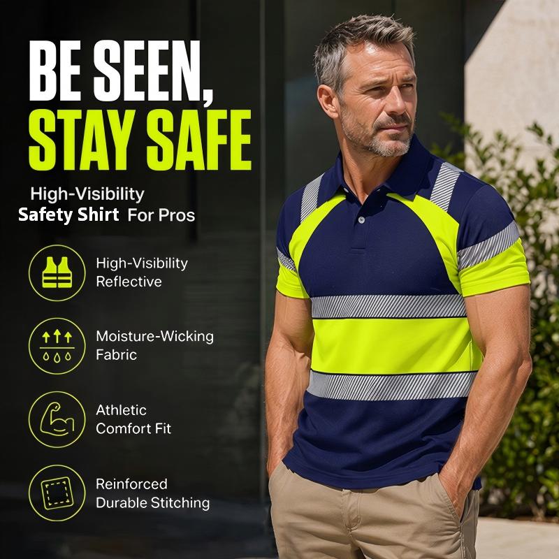 🔥 Limited-Time Special Offer! 🦺 Men's High Visibility Round-Neck Top ✨ Lightweight Comfort, Enhanced Visibility & Perfect for Work & Outdoor Activities