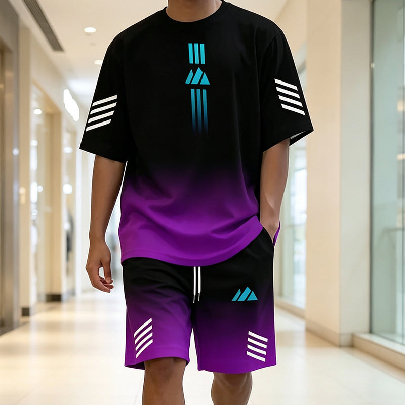 👕 50% OFF NOW! ☀️ Men’s Gradient T-Shirt & Shorts Set – Cool Drips, Zero Fuss 🩳