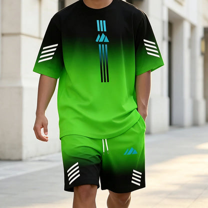 👕 50% OFF NOW! ☀️ Men’s Gradient T-Shirt & Shorts Set – Cool Drips, Zero Fuss 🩳