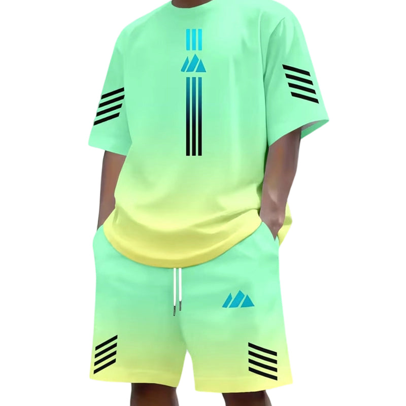 👕 50% OFF NOW! ☀️ Men’s Gradient T-Shirt & Shorts Set – Cool Drips, Zero Fuss 🩳