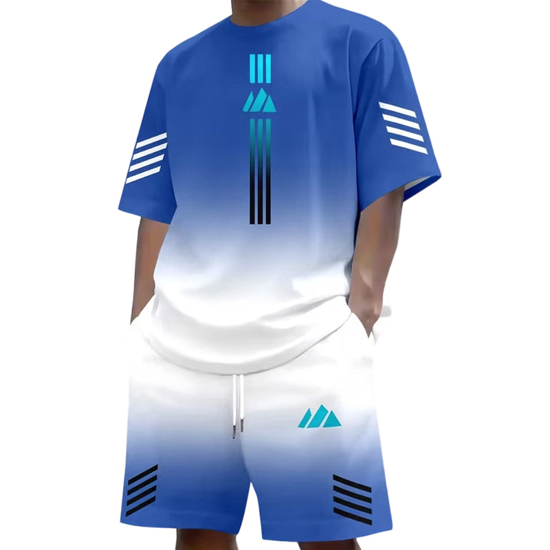 👕 50% OFF NOW! ☀️ Men’s Gradient T-Shirt & Shorts Set – Cool Drips, Zero Fuss 🩳
