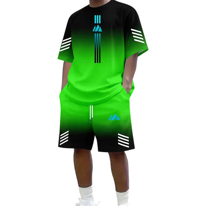 👕 50% OFF NOW! ☀️ Men’s Gradient T-Shirt & Shorts Set – Cool Drips, Zero Fuss 🩳