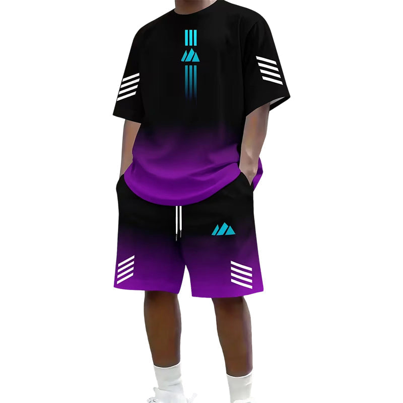 👕 50% OFF NOW! ☀️ Men’s Gradient T-Shirt & Shorts Set – Cool Drips, Zero Fuss 🩳