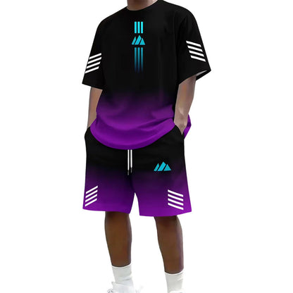 👕 50% OFF NOW! ☀️ Men’s Gradient T-Shirt & Shorts Set – Cool Drips, Zero Fuss 🩳