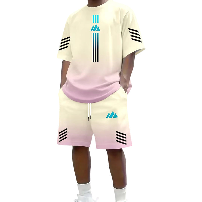👕 50% OFF NOW! ☀️ Men’s Gradient T-Shirt & Shorts Set – Cool Drips, Zero Fuss 🩳
