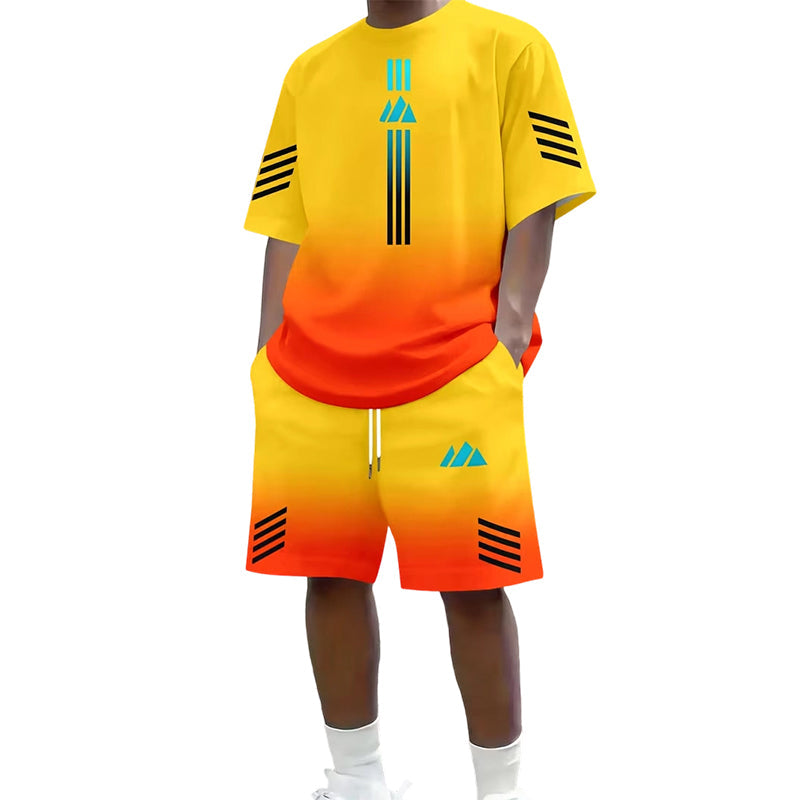 👕 50% OFF NOW! ☀️ Men’s Gradient T-Shirt & Shorts Set – Cool Drips, Zero Fuss 🩳