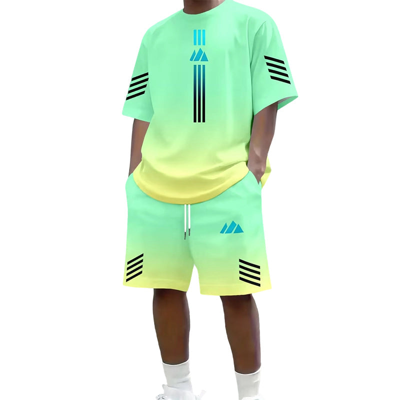 👕 50% OFF NOW! ☀️ Men’s Gradient T-Shirt & Shorts Set – Cool Drips, Zero Fuss 🩳