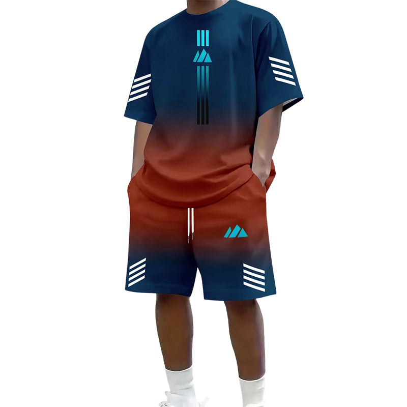 👕 50% OFF NOW! ☀️ Men’s Gradient T-Shirt & Shorts Set – Cool Drips, Zero Fuss 🩳
