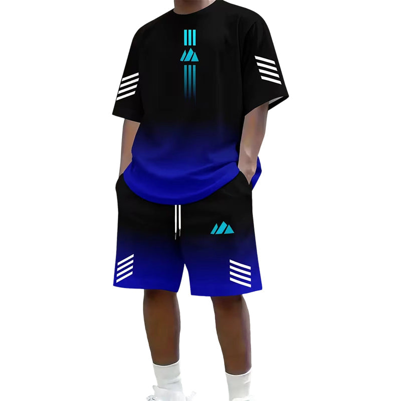 👕 50% OFF NOW! ☀️ Men’s Gradient T-Shirt & Shorts Set – Cool Drips, Zero Fuss 🩳