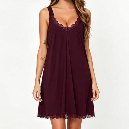 🎁2026 New Arrivals 50% OFF💥Women's Lace V-Neck Nightdress Loose Modal Slip Sleepwear