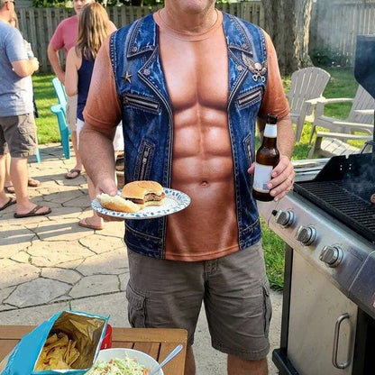 📢📢 50% Off!! ⏰Men's Funny Fake Muscle Print T-Shirt