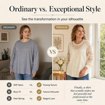 🎁New Arrivals 50% OFF💥Women's Elegant Lace Patchwork Top – Feminine Detail & Effortless Everyday Style🤍