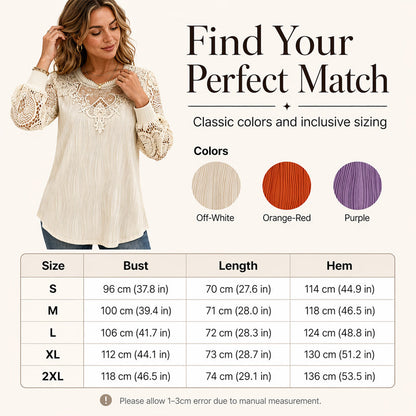 🎁New Arrivals 50% OFF💥Women's Elegant Lace Patchwork Top – Feminine Detail & Effortless Everyday Style🤍