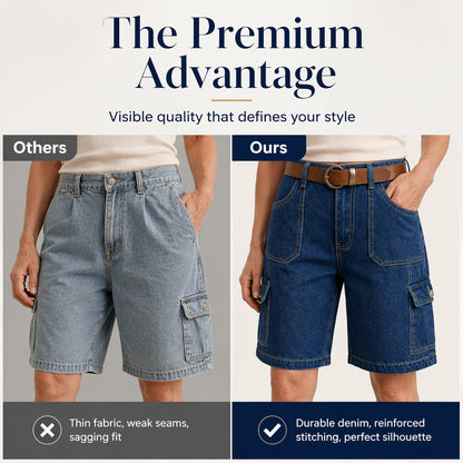 Women’s Loose Fit Denim Cargo Shorts