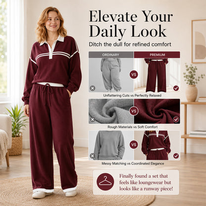 Trending Now👚👖 Striped Patchwork Hoodie & Wide-Leg Pants Set – Relaxed 2-Piece for Effortless Street Style