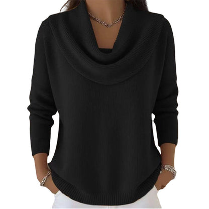 👚New Arrivals - Sequin Cowl Neck Pullover – Soft Ribbed Cuffs & Elegant Drape for Any Occasion 🌿