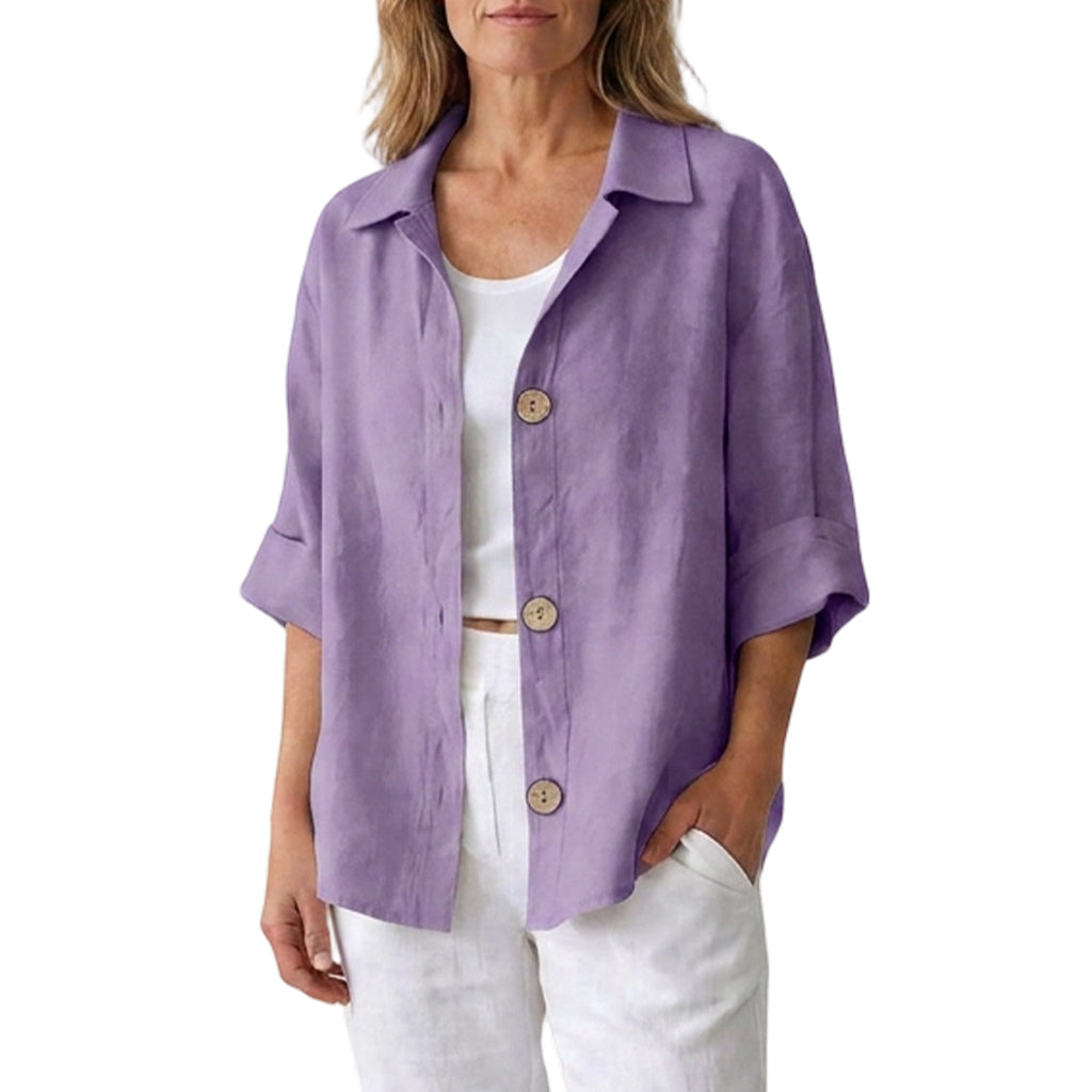 🌸Hot Sale 50% OFF💖Women's Retro Loose-Fit Button-Down Shirt